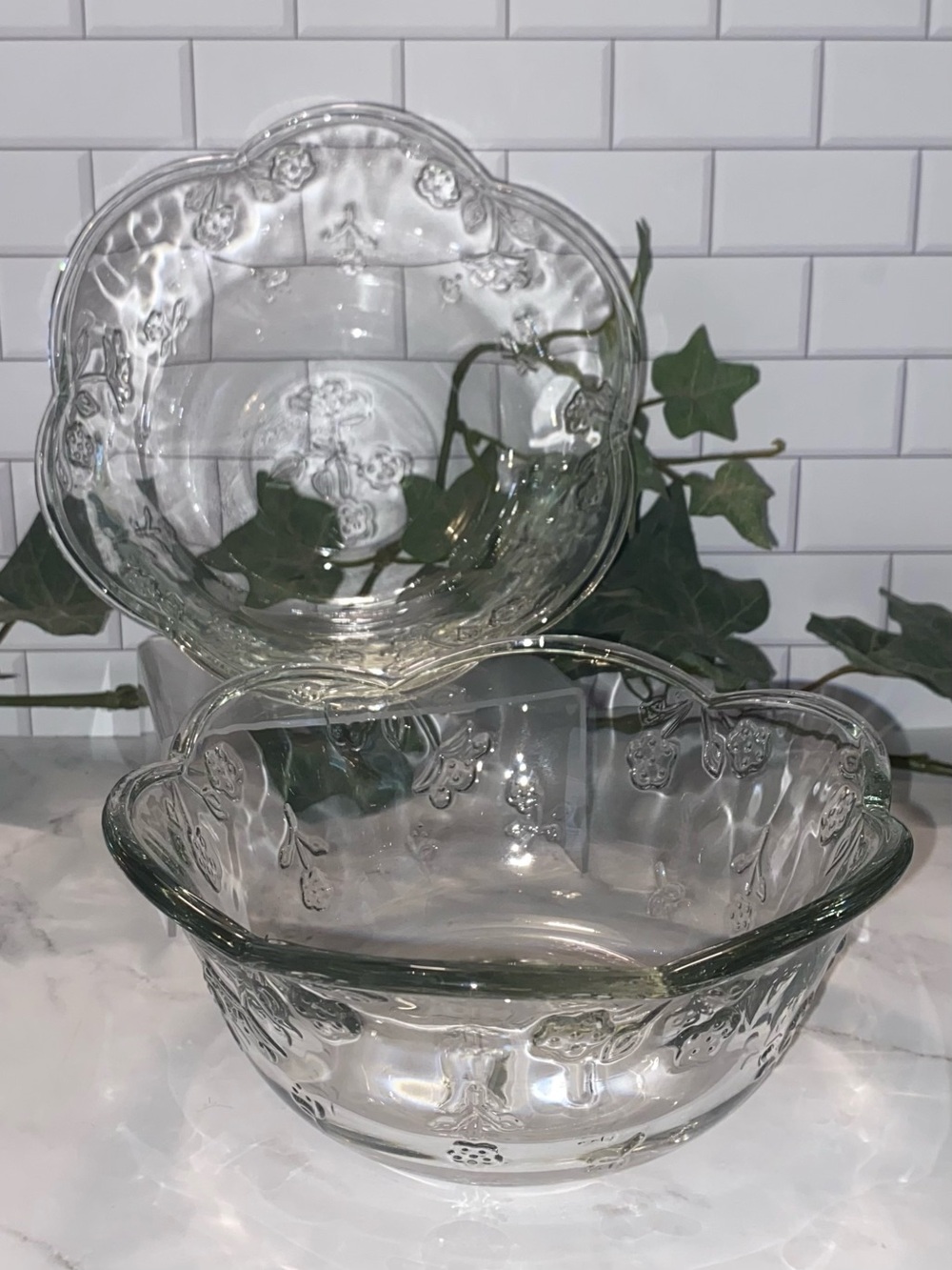 (2) Savannah by Anchor Hocking Clear Cereal Bowls